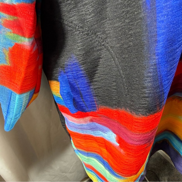 Ali Miles NWT Multicolor Abstract Print Jacket Large Black Buttons Size 1X Artsy - Picture 3 of 13